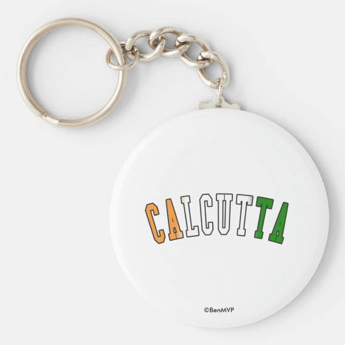 Calcutta in India National Flag Colors Keychain
