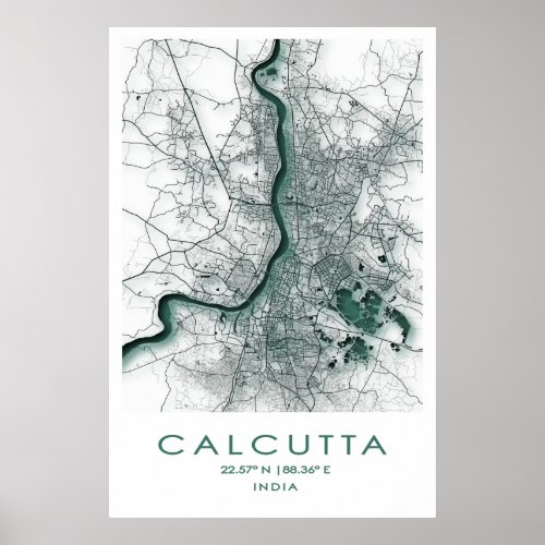 CalcuttaKolkata Map Poster West Bengal India Poster