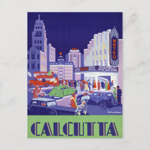 Calcutta Vintage Travel Poster Restored Postcard