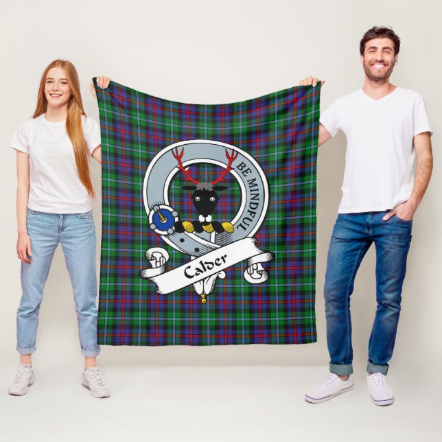 Calder Clan Badge Tartan Plaid Fleece Blanket (In Situ)