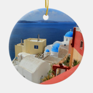 Caldera, Oia, Santorini, Greece Ceramic Ornament