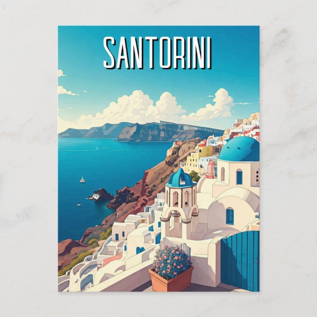 Caldera View Santorini Greece Cyclades Travel Postcard (Front)