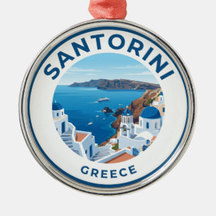 Caldera View Santorini Greece Metal Ornament