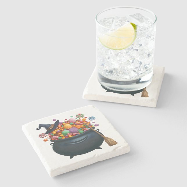 Caldron Of Giggle & Gummies Stone Coaster (Side)
