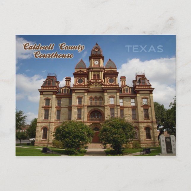 Caldwell County Courthouse, Lockhart, Texas Postcard (Front)