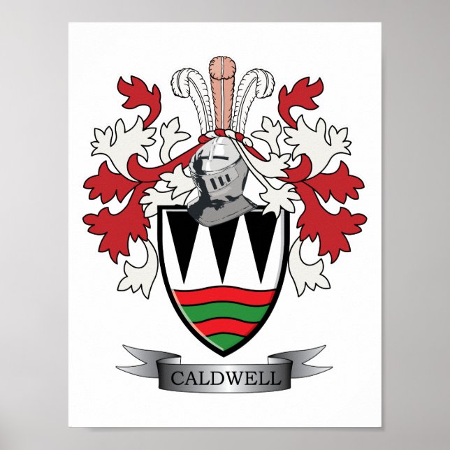Caldwell Family Crest Coat of Arms Poster (Front)