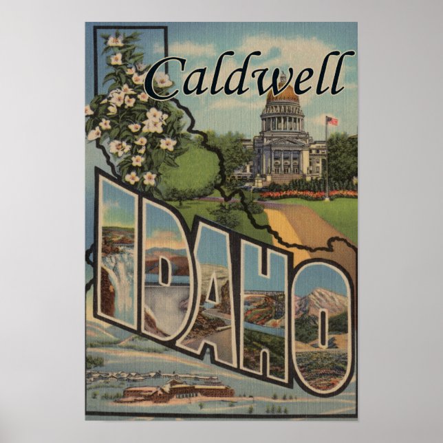 Caldwell, Idaho - Large Letter Scenes Poster (Front)