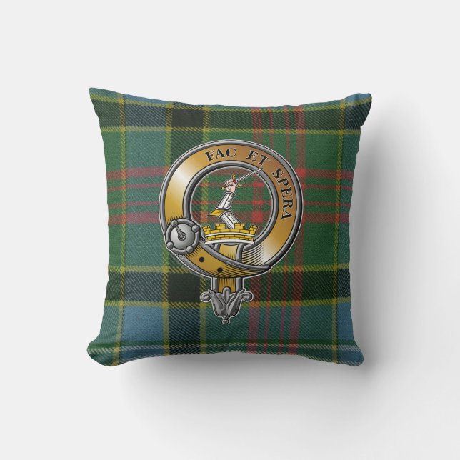 Caldwell Tartan & Badge Throw Pillow (Front)