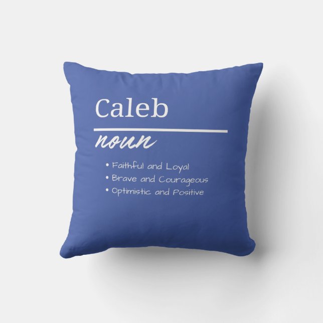 Caleb, Boy Personalized Name Definition Throw Pillow (Back)