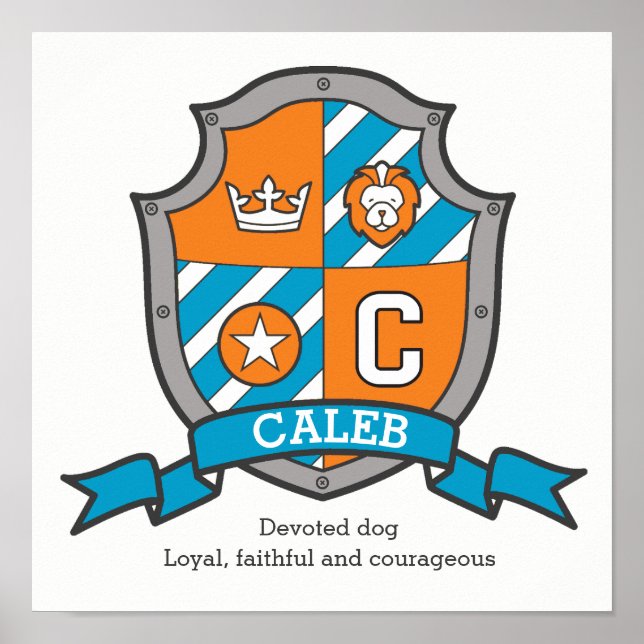 Caleb boys C name and meaning orange crest poster (Front)