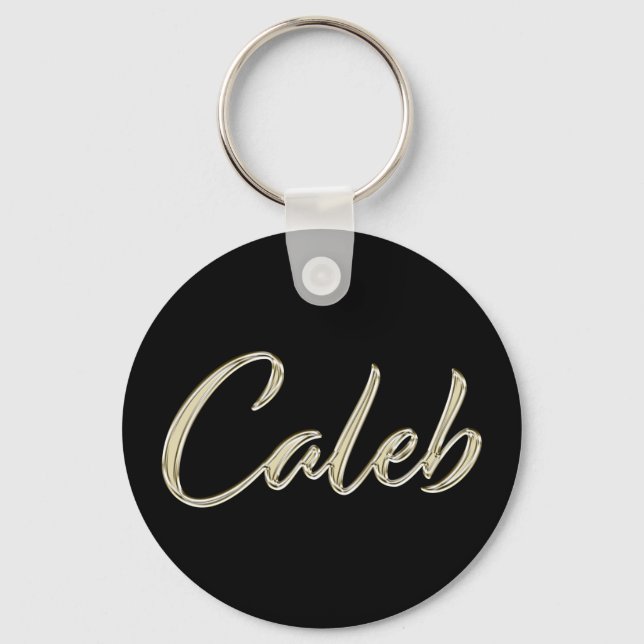 Caleb Name whitegold Button Schlüsselanhänger Keychain (Front)