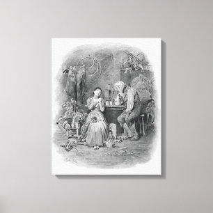 Caleb Plummer and his blind daughter, from 'Charle Canvas Print