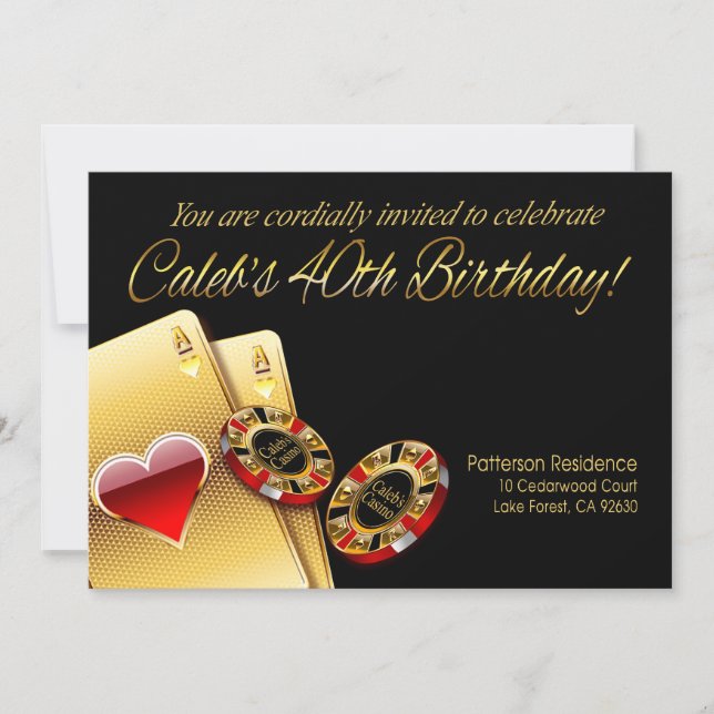 Caleb's Casino Party ASK ME TO PUT NAMES IN CHIPS Invitation (Front)