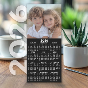 Calendar 1 Photo Collage - Can Edit Black - Card