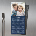 Calendar 1 Photo Collage - Can Edit Dark Blue<br><div class="desc">A very useful item for school or home office. This shows a full year view of all dates. A calendar printed on a magnet combines practicality with convenience, transforming a workspace essential into a time-management tool. This innovative design features a full-year or monthly calendar layout integrated into the magnet's surface,...</div>