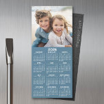 Calendar 1 Photo Collage - Can Edit Denim Blue<br><div class="desc">A very useful item for school or home office. This shows a full year view of all dates. A calendar printed on a magnet combines practicality with convenience, transforming a workspace essential into a time-management tool. This innovative design features a full-year or monthly calendar layout integrated into the magnet's surface,...</div>