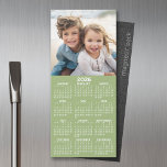 Calendar 1 Photo Collage - Can Edit Sage Green<br><div class="desc">A very useful item for school or home office. This shows a full year view of all dates. A calendar printed on a magnet combines practicality with convenience, transforming a workspace essential into a time-management tool. This innovative design features a full-year or monthly calendar layout integrated into the magnet's surface,...</div>
