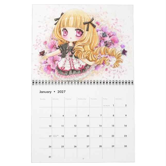 Calendar 2013 - Beautiful anime chibi girls (Jan 2027)