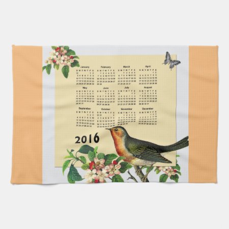 Calendar 2016 With Bird Kitchen Towel