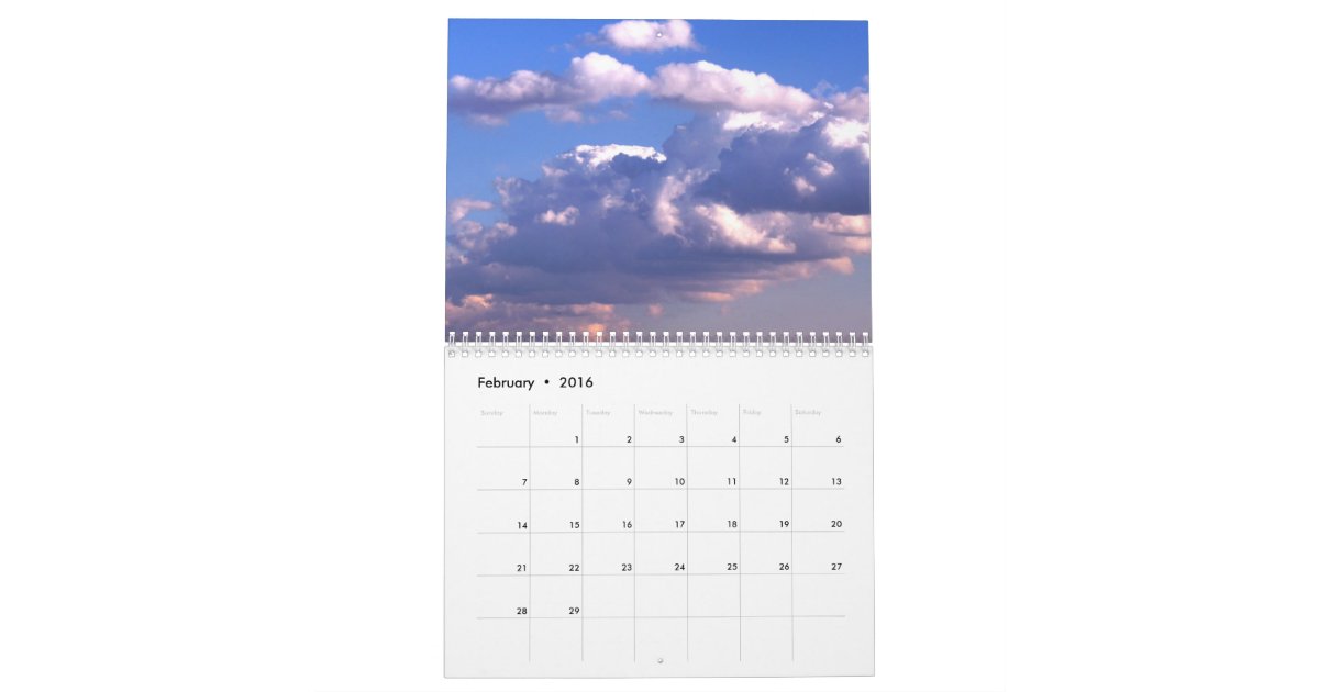 Calendar 2016 With Clouds | Zazzle