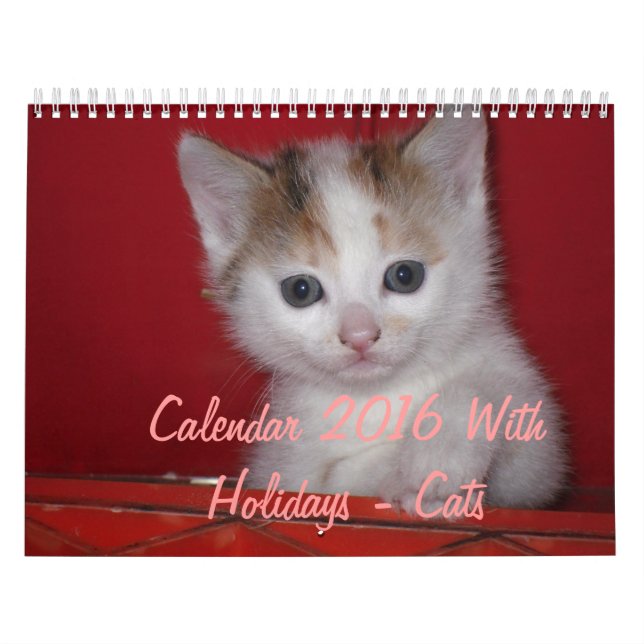 Calendar 2016 With Holidays - Cats (Cover)