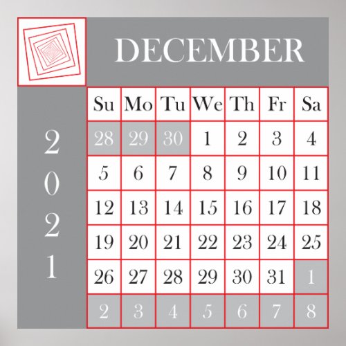 calendar 2021 December Poster