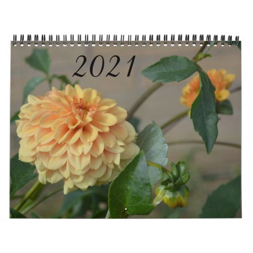 Calendar 2021 with 12 months of dahlias