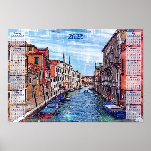 Calendar 2022 Fondamenta GContarini Venice Poster