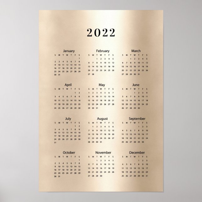  Calendar 2022 Gold Poster (Front)