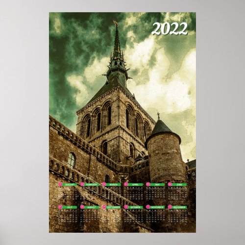 Calendar 2022 Tower the Mont Saint Michel Poster