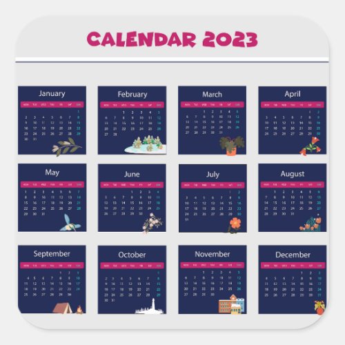 Calendar 2023  square sticker