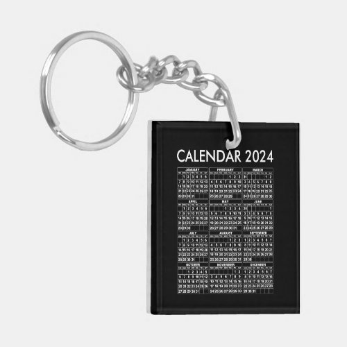 Calendar 2024 Add 1 Photo Keychain Square Black 1