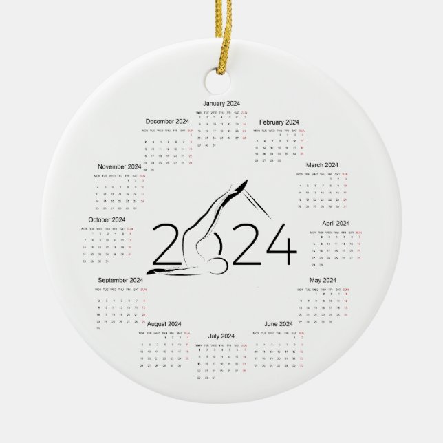 Calendar 2024 for Pilates instructor Ceramic Ornament (Front)