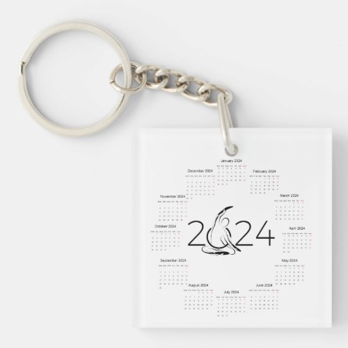 Calendar 2024 for Pilates instructor Keychain
