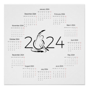 Calendar 2024 for Pilates instructor Poster