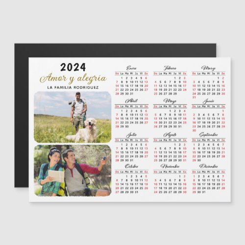 Calendar 2024 in Spanish with photo Fridge Magnet