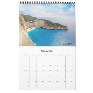Calendar 2024 year with photo of Greece Calendar