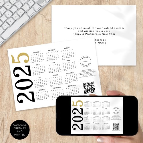 Calendar 2025 Business Logo QR Code Happy New year Holiday Card