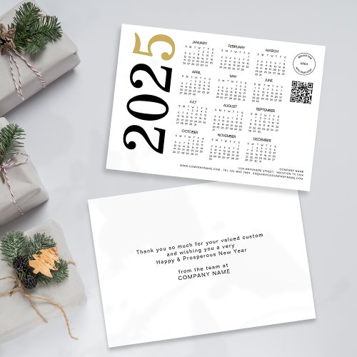 Calendar 2025 Company Logo QR Code Happy New Year Holiday Card