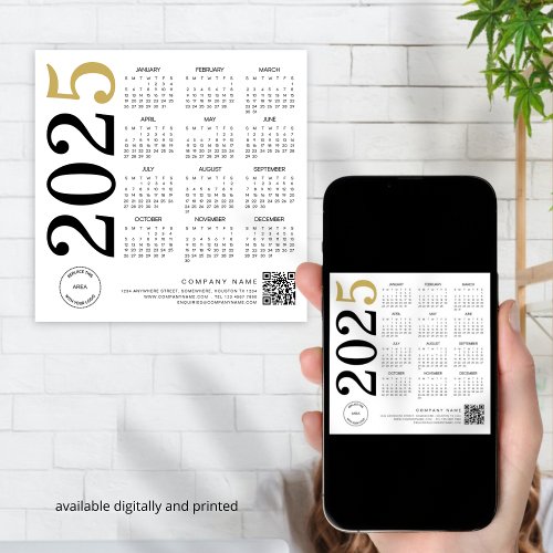 Calendar 2025 Company Logo QR Code Poster