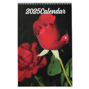 Calendar 2025 red Flowers