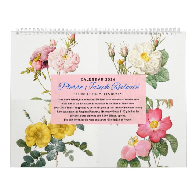 Calendar 2026 - Les Roses - P.J. Redouté  (Cover)