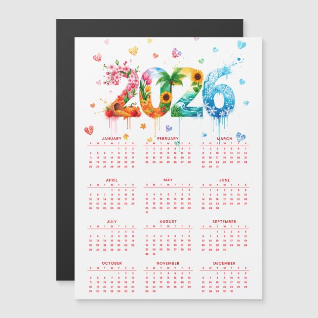 Calendar 2026 with four season (Front/Back)