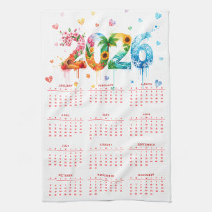 Calendar 2026 with four season kitchen towel