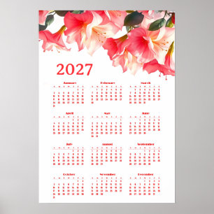 Calendar 2027 with flowers poster