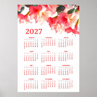 Calendar 2027 with flowers poster