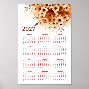 Calendar 2027 with flowers poster