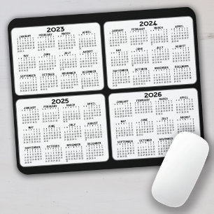 Calendar 4 year black white mouse pad