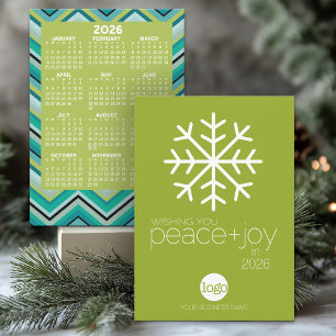 Calendar and Logo Peace Joy Business Holiday Card