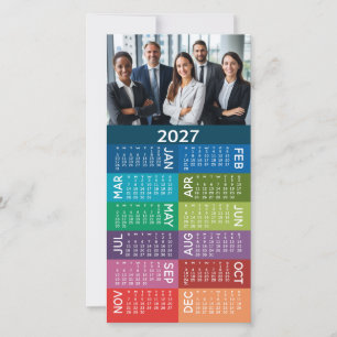 Calendar and Photo Collage Colorful Background Holiday Card